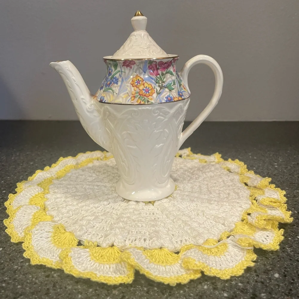 Rare VTG Erphila Brighton Cheery Chintz Mini Embossed Coffee Pot | 6”H | Repair